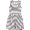 Organic Cotton Striped Sleeveless Smocked Dress, Oatmeal Mix And Navy Blue - Dresses - 1 - thumbnail