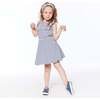 Organic Cotton Striped Sleeveless Smocked Dress, Oatmeal Mix And Navy Blue - Dresses - 2