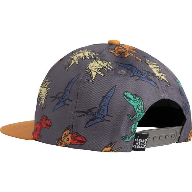 Printed Cap, Charcoal Grey Multicolor Dinosaurs - Hats - 4