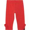 Organic Cotton Striped Capri With Frill, Red - Leggings - 1 - thumbnail