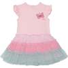 Organic Cotton Short Sleeve Dress With Ruffle Tulle Skirt, Light Pink - Dresses - 1 - thumbnail