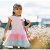 Organic Cotton Short Sleeve Dress With Ruffle Tulle Skirt, Light Pink - Dresses - 2