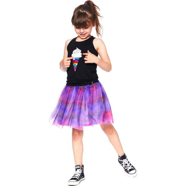 Patchwork Tank Top With Back Straps, Black - Tees - 3