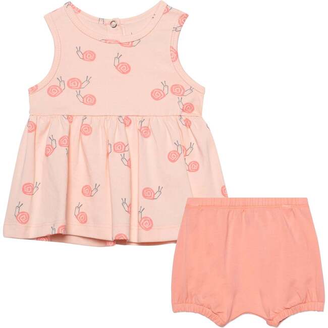 Organic Cotton Printed Top And Short Set, Pink Snails
