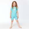Organic Cotton Two-Piece Shorts, Pajama Set, Turquoise Unicorn Print - Pajamas - 3