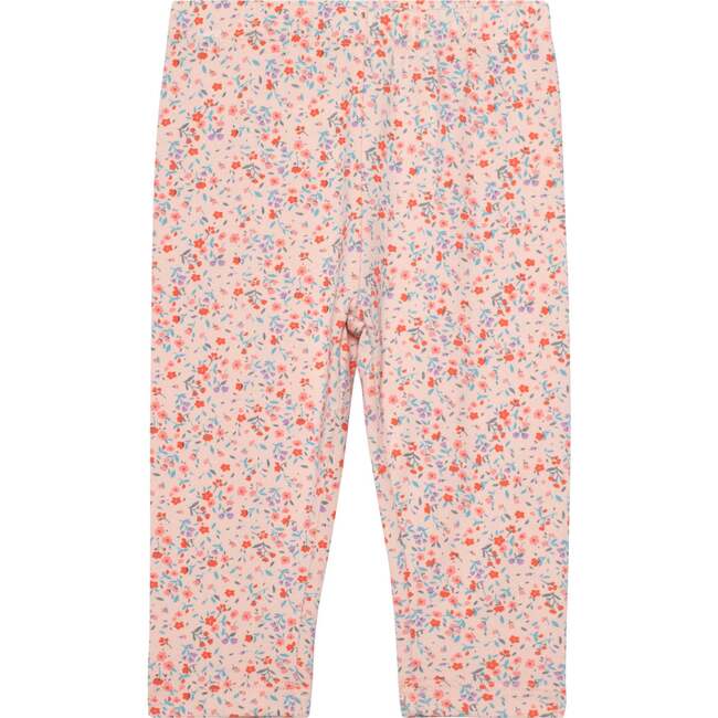 Organic Cotton Printed Tunic And Leggings Set, Peach And Pink Little Flowers - Mixed Apparel Set - 3