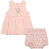 Organic Cotton Printed Top And Short Set, Pink Little Flowers - Mixed Apparel Set - 1 - thumbnail