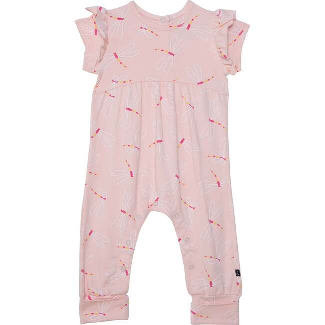 Organic Cotton Printed Jumpsuit, Pink Dragonfly