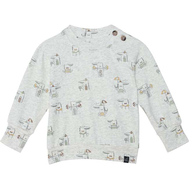 Organic Cotton Printed Top And Pant Set, Heather Beige Alligator - Mixed Apparel Set - 2