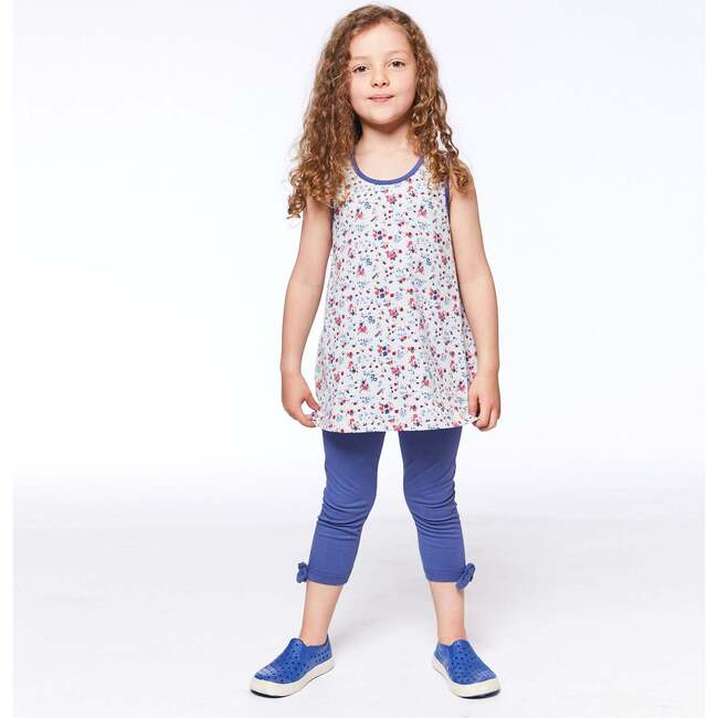 Organic Cotton Printed Sleeveless Tunic, Oatmeal Mix Little Flowers - Shirts - 2