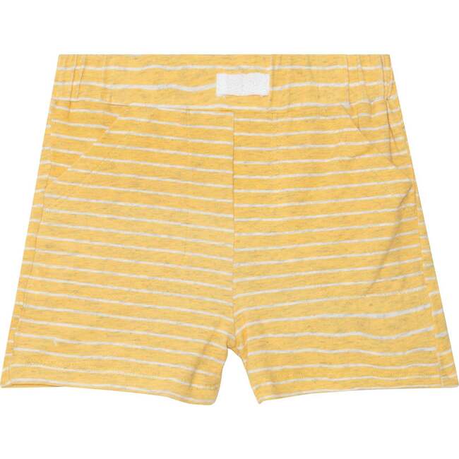 Organic Cotton Printed Top And Short Set, Heather Beige Alligator With Yellow - Mixed Apparel Set - 3