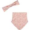 Organic Cotton Printed Headband, And Bib Set, Pink Little Flowers - Bows - 1 - thumbnail