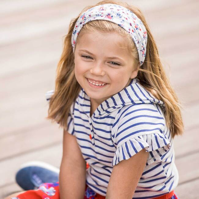 Organic Cotton Printed Headband, Oatmeal Mix Little Flowers - Bows - 2