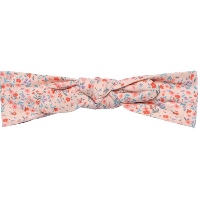 Organic Cotton Printed Headband, And Bib Set, Pink Little Flowers - Bows - 3