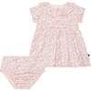 Organic Cotton Printed Dress, Set, Pink Little Flowers - Dresses - 1 - thumbnail