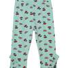 Organic Cotton Printed Capri With Frill, Aqua Cherry - Leggings - 1 - thumbnail