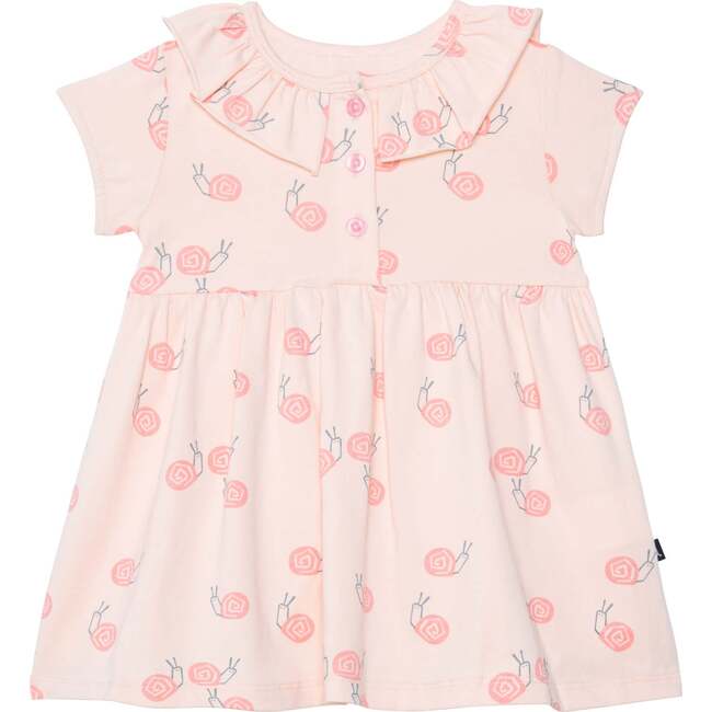 Organic Cotton Printed Dress, Set, Pink Snails