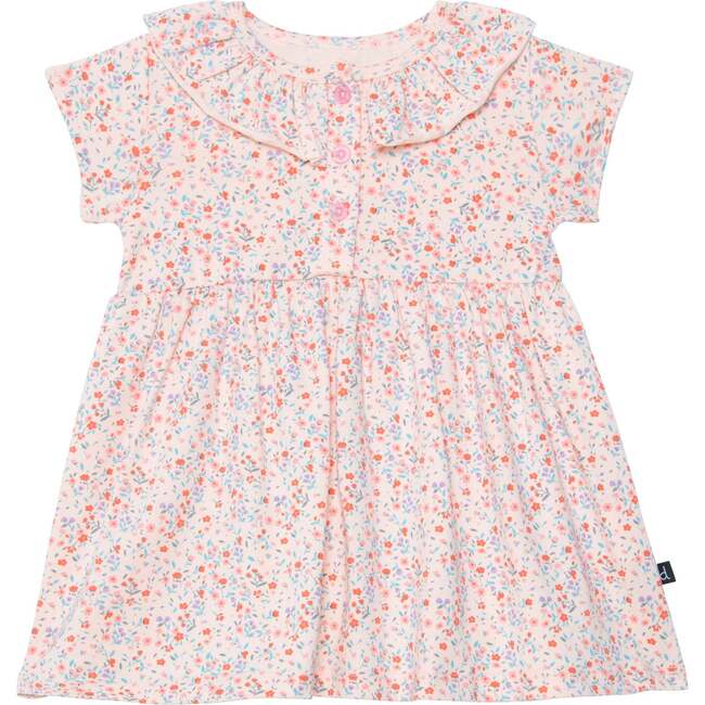 Organic Cotton Printed Dress, Set, Pink Little Flowers - Dresses - 2