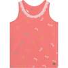 Organic Cotton Graphic Tank With Lace, Coral - T-Shirts - 1 - thumbnail