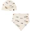 Organic Cotton Hat And Bib Set, White Fish Print - Hats - 1 - thumbnail