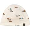 Organic Cotton Hat And Bib Set, White Fish Print - Hats - 2