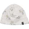 Organic Cotton Hat And Bib Set, Heather Beige Alligator Print - Hats - 2