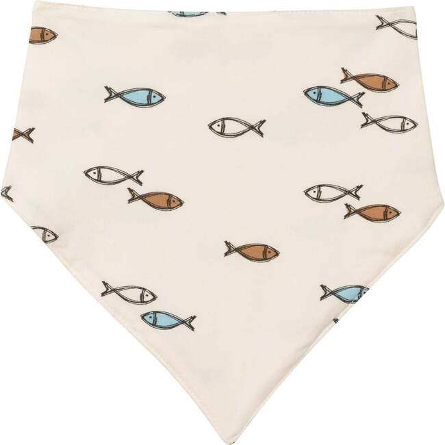 Organic Cotton Hat And Bib Set, White Fish Print - Hats - 3