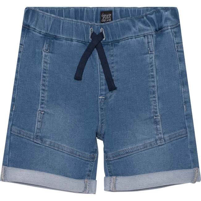 French Terry Denim Shorts, Light Blue