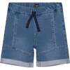 French Terry Denim Shorts, Light Blue - Shorts - 1 - thumbnail
