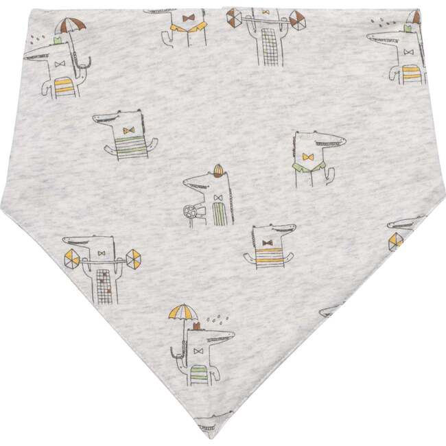 Organic Cotton Hat And Bib Set, Heather Beige Alligator Print - Hats - 3