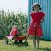 Organic Cotton Printed Sleeveless Romper With Frill, Coral Cherry - Rompers - 2