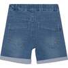 French Terry Denim Shorts, Light Blue - Shorts - 3