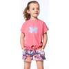 Organic Cotton Printed Short With Crochet, Pink And Blue Butterfly - Shorts - 3
