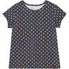 Organic Cotton Printed Short Sleeve Tee, Navy Multicolor Lemons - T-Shirts - 1 - thumbnail