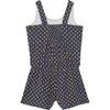 Organic Cotton Printed Sleeveless Knotted Jumpsuit, Navy Lemons - Rompers - 3