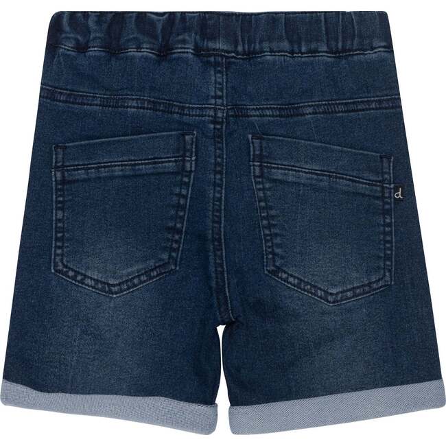 French Terry Denim Shorts, Dark Blue - Shorts - 3