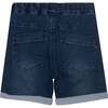 French Terry Denim Shorts, Dark Blue - Shorts - 3