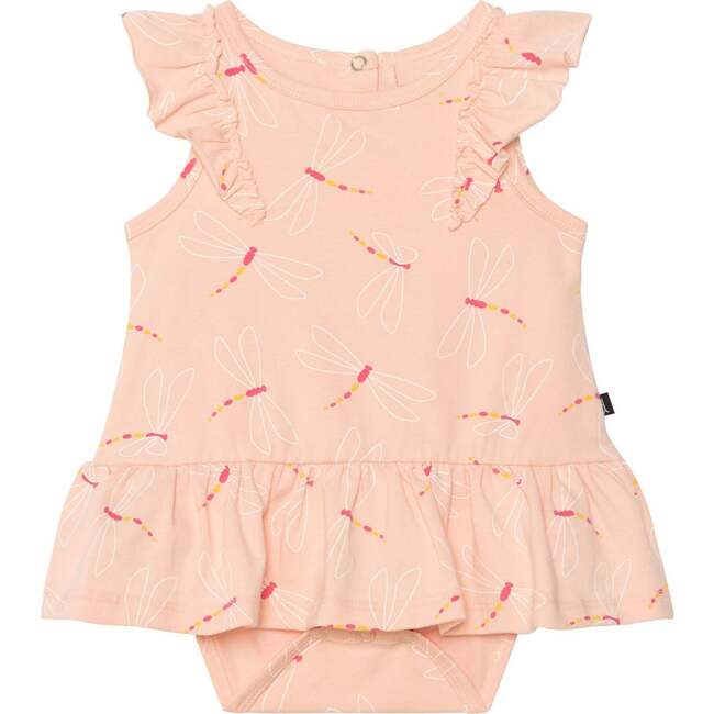 Organic Cotton Printed Romper, Pink Dragonfly