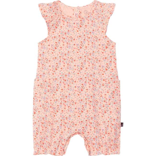 Organic Cotton Printed Romper, Pink Little Flowers