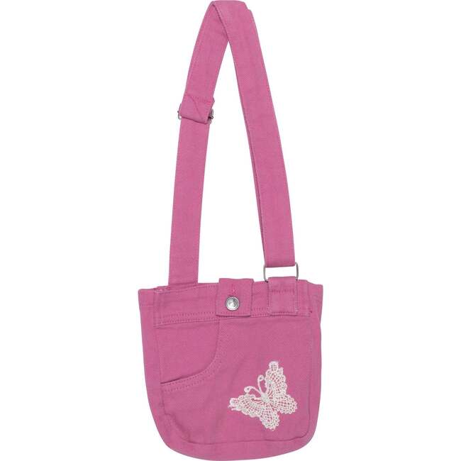 Denim Shoulder Bag, Pinky Mauve - Bags - 1