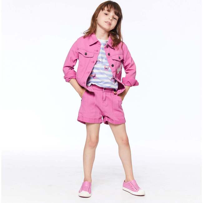 Denim Short With Pleat, Pinky Mauve