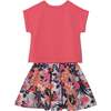 Organic Cotton Printed Short Sleeve Dress, Coral Pink Butterfly - Dresses - 3