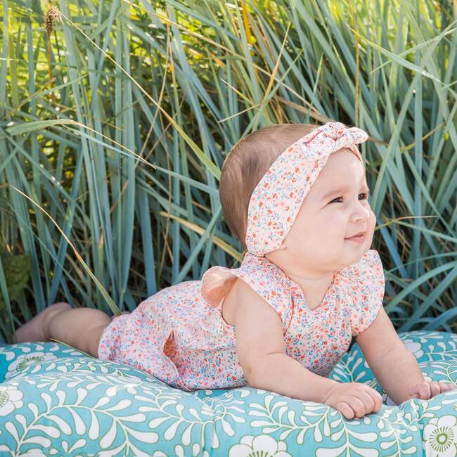 Organic Cotton Printed Romper, Pink Little Flowers - Rompers - 2