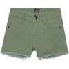 Colored Denim Shorts With Fringe, Khaki - Shorts - 1 - thumbnail
