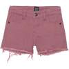 Colored Denim Shorts With Fringe, Dusty Mauve - Shorts - 1 - thumbnail