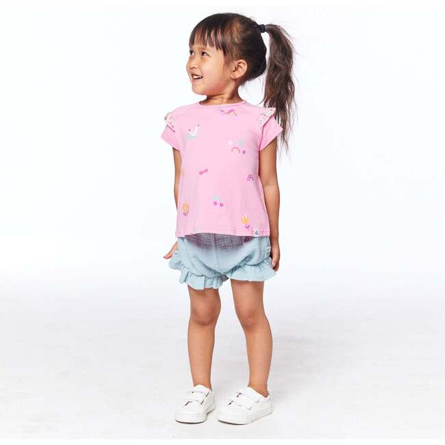 Cotton Shorts With Frill, Greyish-Green - Shorts - 2