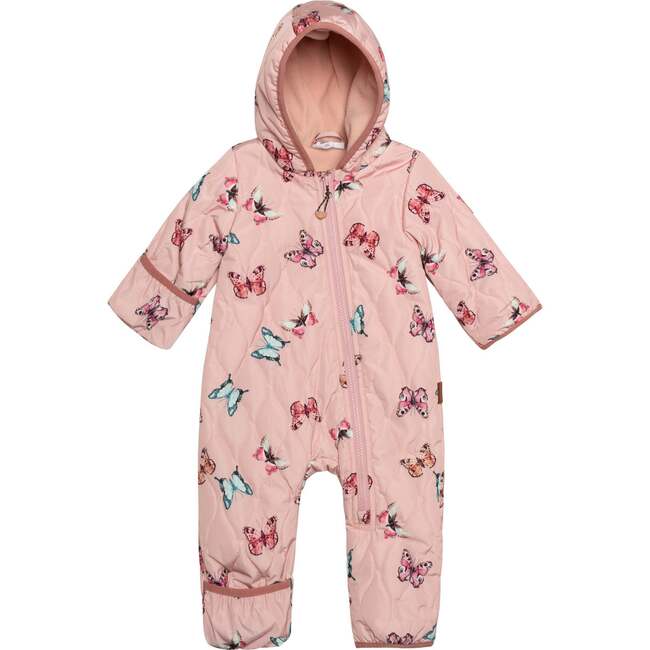Baby Printed Quilted One-Piece, Pink Watercolor Butterflies