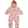 Baby Printed Quilted One-Piece, Pink Watercolor Butterflies - Raincoats - 1 - thumbnail
