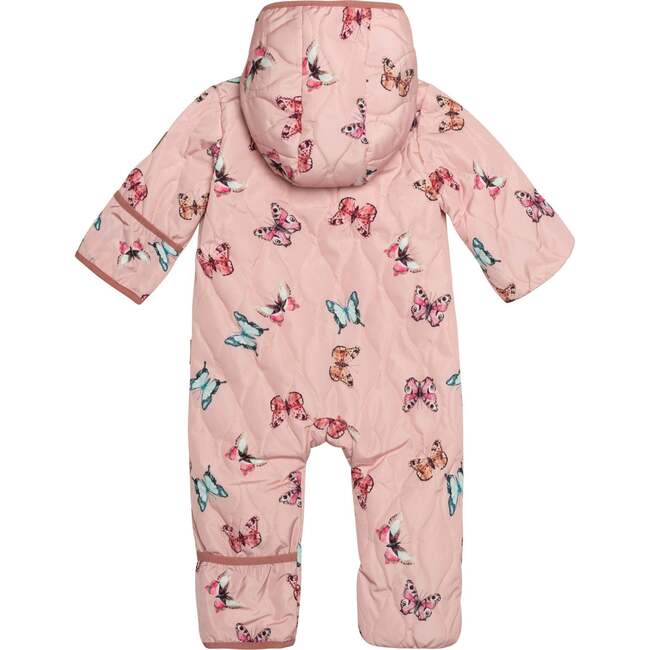 Baby Printed Quilted One-Piece, Pink Watercolor Butterflies - Raincoats - 2
