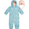 Baby Printed One-Piece And Hat Set, Dusty Blue Mini Flowers - Raincoats - 1 - thumbnail